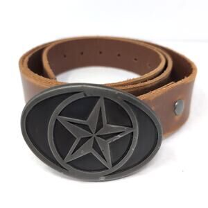 Foster Weld Star Buckle Handmade Tandy Brown Leather Belt Mens XL-XXL Adjustable